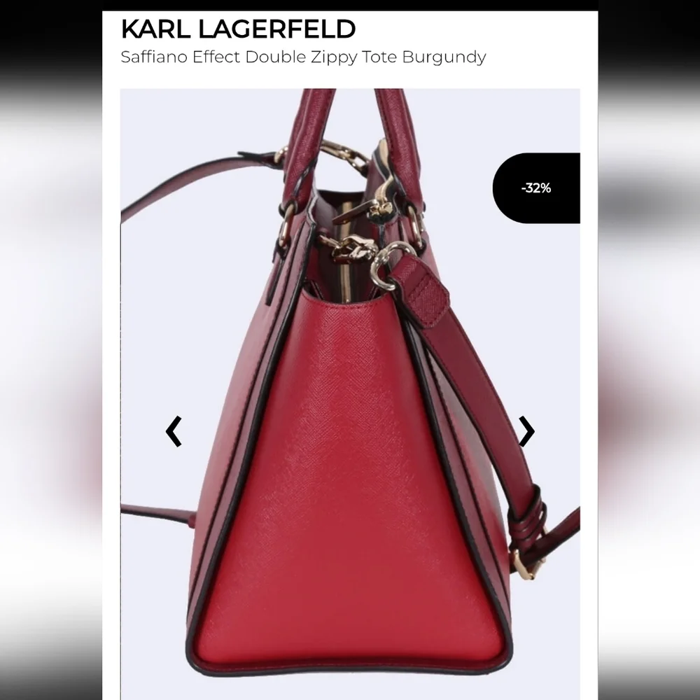 Karl Lagerfeld Saffiano Leather Satchel, Burgundy